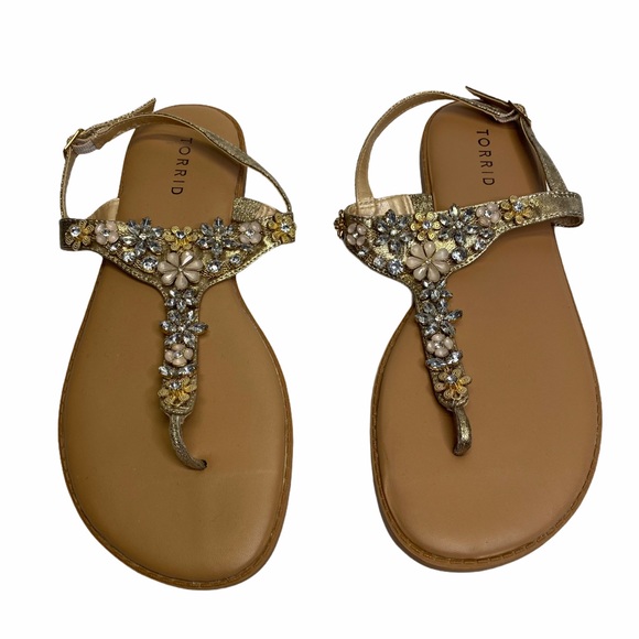 Torrid Rhinestone Flip Flop Style Sandals Sz 9W - Picture 3 of 7